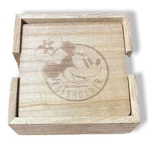 Disney Exclusive Chef Minnie Mouse Set of 4 Wooden Coasters - Limited Edition